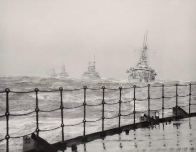 Four Warships in Rough Seas (1900) afişi